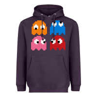 Plum pacman ghosts cool retro 80s Heavyweight Hoodie - artisFamous