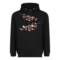 Black cherry blossom sakura with bird Heavyweight Hoodie - artisFamous