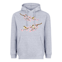 Heather Grey cherry blossom sakura with bird Heavyweight Hoodie - artisFamous