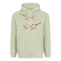 Matcha cherry blossom sakura with bird Heavyweight Hoodie - artisFamous