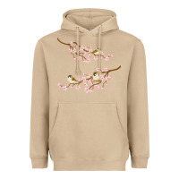 Mushroom cherry blossom sakura with bird Heavyweight Hoodie - artisFamous