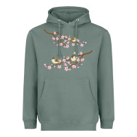 Sage cherry blossom sakura with bird Heavyweight Hoodie - artisFamous