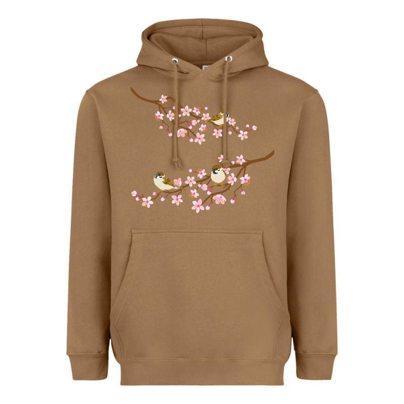 Cherry Blossom Sakura With Bird Heavyweight Hoodie by artisFamous | Teevron