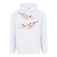 White cherry blossom sakura with bird Heavyweight Hoodie - artisFamous