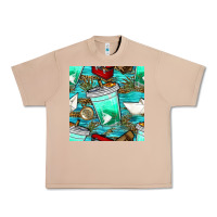 Burro fish coffee cups and reeds with paper boat and leopard lake seamless p Urban Heavy Tee - BundleAndBundleShop