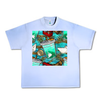 Grape Ice fish coffee cups and reeds with paper boat and leopard lake seamless p Urban Heavy Tee - BundleAndBundleShop