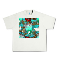 Pistachio fish coffee cups and reeds with paper boat and leopard lake seamless p Urban Heavy Tee - BundleAndBundleShop