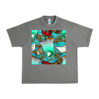 Tornado fish coffee cups and reeds with paper boat and leopard lake seamless p Urban Heavy Tee - BundleAndBundleShop