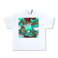 White fish coffee cups and reeds with paper boat and leopard lake seamless p Urban Heavy Tee - BundleAndBundleShop