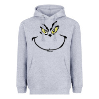 Heather Grey Grinch Face Heavyweight Hoodie - artisFamous