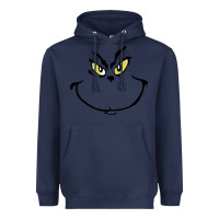 Navy Grinch Face Heavyweight Hoodie - artisFamous
