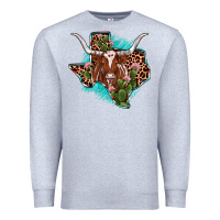 Heather Grey texas longhorn texas map Premium Sweatshirt - JahusDesignShop