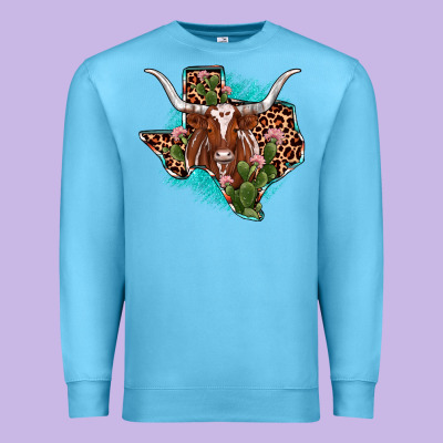 Texas Longhorn Texas Map Premium Sweatshirt Designed By Jahusdesignshop