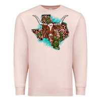 Pale Pink texas longhorn texas map Premium Sweatshirt - JahusDesignShop