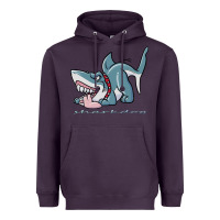 Plum Sharkdog Sticker Heavyweight Hoodie - artisFamous