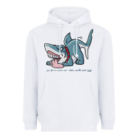 White Sharkdog Sticker Heavyweight Hoodie - artisFamous