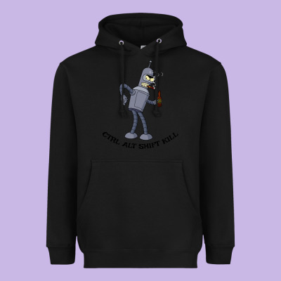 Futurama Ctrl Alt Shift Kill Bender Heavyweight Hoodie Designed By Artisfamous