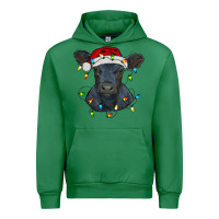 Christmas Baby Black Angus Calf With Lights Urban Hoodie | Teevron