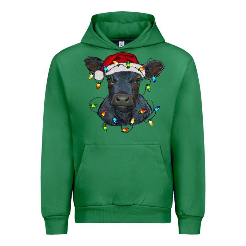 Christmas Baby Black Angus Calf With Lights Urban Hoodie by RanaPortraitStore | Teevron
