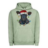 Pigment Oil Green christmas baby black angus calf with lights Urban Hoodie - RanaPortraitStore