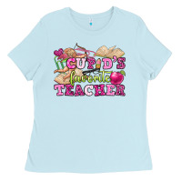 Baby Blue cupid's favorite teacher Ladies Tee - OliviaCreatesArt
