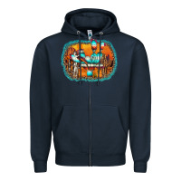 Navy western cactus Zipper Hoodie - AdoDesignShop
