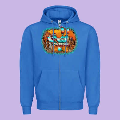 Western Cactus Zipper Hoodie Designed By Adodesignshop