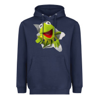Navy kermit the frog Heavyweight Hoodie - artisFamous