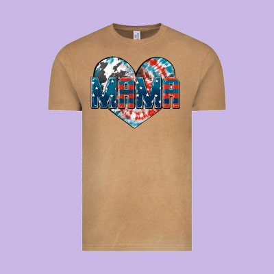 American Mama Heart Vintage Tee Designed By Fadigitalartstudio