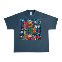 Midnight Navy christmas ho ho ho with coffee cups and ornaments with plaid seamless  Urban Heavy Tee - BundleAndBundleShop