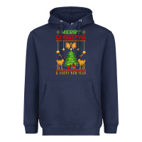 Navy merry christmas Heavyweight Hoodie - artisFamous
