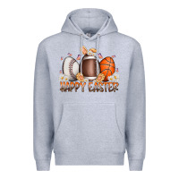 Heather Grey happy easter day eggs Premium Hoodie - RacoonDesign