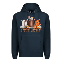 Navy happy easter day eggs Premium Hoodie - RacoonDesign