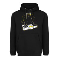Black cat dj Heavyweight Hoodie - artisFamous