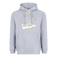 Heather Grey cat dj Heavyweight Hoodie - artisFamous