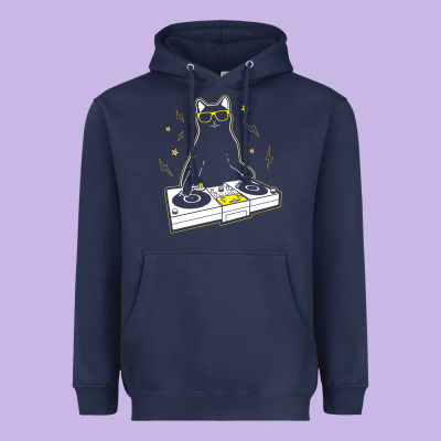 Cat Dj Heavyweight Hoodie Designed By Artisfamous