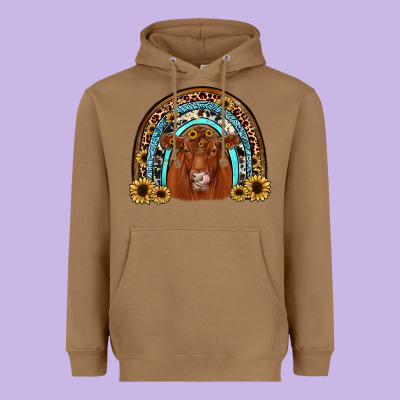 Red Angus Rainbow Heavyweight Hoodie Designed By Jahusdesignshop