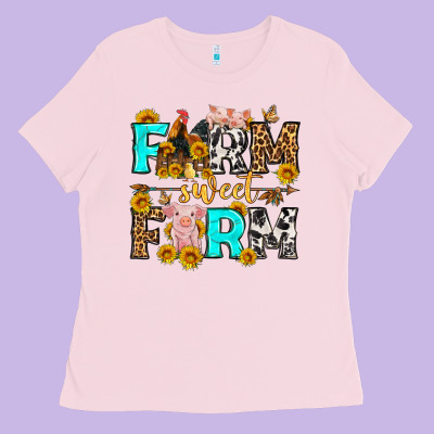 Farm Sweet Farm Western  Olivia Ladies Tee Designed By Oliviacreatesart