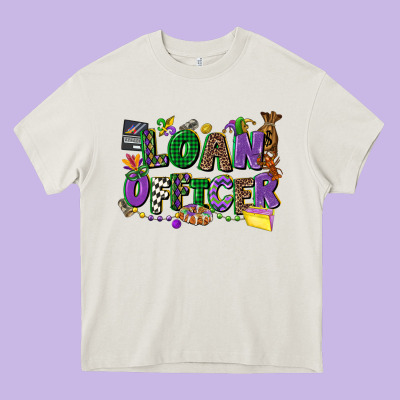 Loan Officer Mardi Gras Cowgirl Heavy Core Tee Designed By Cowgirlartshop