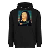 Black fernando botero mona lisa Heavyweight Hoodie - artisFamous