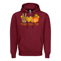 Burgundy peace love fall Zipper Hoodie - AdoDesignShop