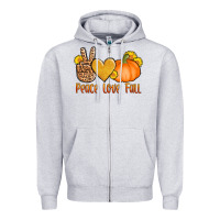 Heather Grey peace love fall Zipper Hoodie - AdoDesignShop