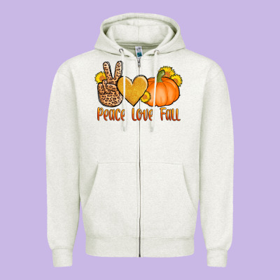 Peace Love Fall Zipper Hoodie Designed By Adodesignshop
