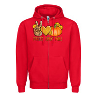 Red peace love fall Zipper Hoodie - AdoDesignShop