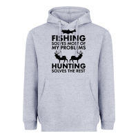 Heather Grey funny fishing and hunting Heavyweight Hoodie - artisFamous