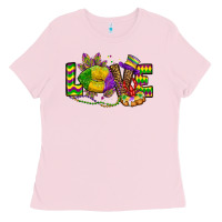 Bubblegum Pink love lips mardi gras Ladies Tee - OliviaCreatesArt