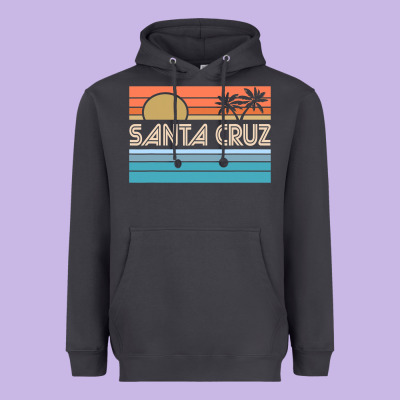 Santa C.r.u.z Cali Sunset 70s 80s Surfer Summer Sun Heavyweight Hoodie Designed By Artisfamous