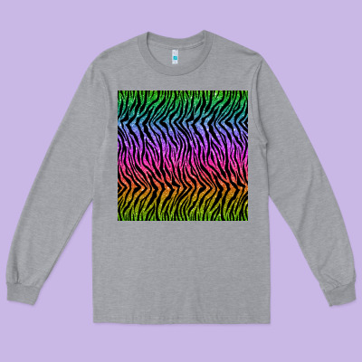 Tiger Glitter Seamless Pattern Long Sleeve Tee Designed By Bundleandbundleshop