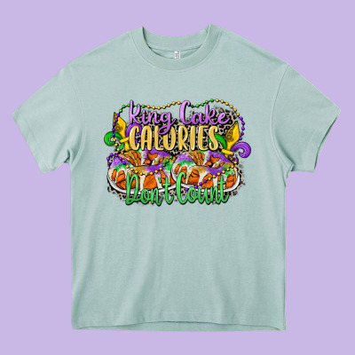 King Cake Calories Dont Count Heavy Core Tee Designed By Cowgirlartshop