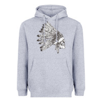 Heather Grey american indian Heavyweight Hoodie - artisFamous